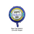 Father's Day round foil balloon featuring a creative beer cap design with festive patterns - Round Beer Cap