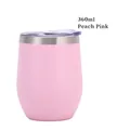 Peach Pink 12oz double-walled stainless steel egg-shaped cup with lid, 360ml capacity - Peach Pink (Silver Rim)