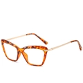 Cat-Eye-Brille mit Schildpatt-Rahmen und schlanken goldenen Metallbügeln für Damen - Leopardenmuster Rahmen Blaulichtfilter