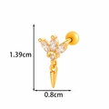 Gold star cartilage piercing with clear zircon stones and a cone-shaped dangle - Flower Cone Pendant Style (2603-6# Gold)