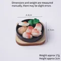 Miniature seafood platter keychain with shrimp and scallop food model on wooden base - Sushi Poached Egg Teppanyaki - No Keychain