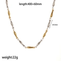 Collana minimalista in acciaio inossidabile bicolore con maglie a pesce in oro 18k - Collana Bicolore Oro e Argento (TN3534-M)