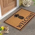 Brown fiber door mat featuring a black pineapple pattern and Welcome text for home entry - 40*60cm / Welcome Pineapple-2