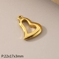 Golden hollow heart-shaped stainless steel pendant 22x17x3mm for DIY jewelry making - Hollow Heart Style(KLJ6728-Z)