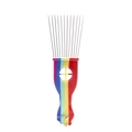 Rainbow fist handle styling comb with durable metal teeth for professional hair volume - K2 / Rainbow