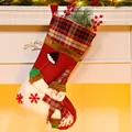 Christmas stocking with snowman design in burlap and velvet fabric, 28x46cm size - Snowman Style (072-B)