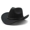 Chapeau de cowboy noir en laine avec clous métalliques et large bord incurvé - M (56-58cm) / Noir