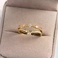 Bague papillon dorée ajustable avec cristaux pastel et design floral à double couche - Or / Style Pavé Papillon Double Couche (Style 42)