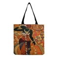 Detail showing high-quality canvas texture and African art print with top zipper closure - Afro Lady Portrait-Orange Yellow Warm Tone