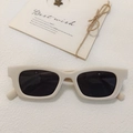 Retro cream white cat-eye sunglasses with thick frames and dark lenses for a vintage look - Rice White 23 - Wide Rectangular Retro Creamy