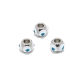 Set of three silver stainless steel 8mm white and blue evil eye charms for DIY jewelry - Steel Base White