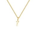 Golden titanium steel box chain necklace with letter J and small heart pendant - Letter F (XL-82-4)