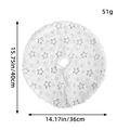 Detailed view of white faux fur Christmas tree skirt with silver stars and dimensions - Silver Star (Mini Tree Skirt)