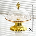 European gold cake stand with diamond-textured lid, 20.5cm height and 19.5cm diameter - Amber (S)