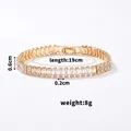 Elegant 19cm gold-plated tennis bracelet featuring rectangular baguette-cut cubic zirconia - 19cm / Gold White Zirconia