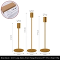 Set of 3 Nordic brushed gold pillar candlesticks in small, medium, and large sizes - Large, Medium and Small Combination (362/3) / Natural Copper