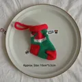 Miniature red and green knitted Christmas sock decoration, size 10x5.5cm for DIY decor - Red Green Patchwork Small Sock