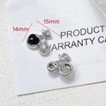 Détail des breloques cerise 14x15mm avec pierres de cœur noires pour bijoux Y2K - 5# Cerise Coeur Noir Argent (Seul)