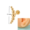 Golden plated curved 7-bead labret stud earring measuring 11.1mm for cartilage - US Size 6