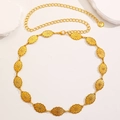 Detail of bohemian gold flower metal waist chain with adjustable lobster clasp - Antique Gold Geometric Flower Style