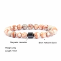 8mm Network Stone and Magnetic Hematite beaded bracelet, 19cm length and 23g weight - 6245F Red Network Stone
