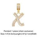 Detailed view of gold X letter pendant with zircon stones showing 4.0cm height size - Letter X Pendant