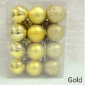 Set of 12 gold Christmas ball ornaments featuring glossy matte and glitter textures - 3cm Square Box / Gold