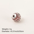 DIY round bead in bright red zircon inlay with silver base for bracelet and necklace - 8MM Garnet Color Platinum Plated