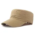 Men's khaki quick-dry cadet cap with sports embroidery and long sun protection brim - Adjustable / Khaki