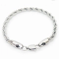 Polished silver stainless steel rope chain bracelet with secure lobster clasp closure - 20cm / 5mm / Steel
