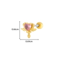 Pink heart zircon magic wand cartilage earring in gold plating with dimensions 0.66x0.69cm - 3# Gold (Winged Heart)