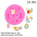 Roze siliconen babyvorm met kinderwagen en flesjes voor fondant taartdecoraties - 1# (Kinderwagen/Voetafdruk) / Roze