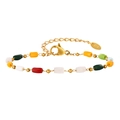 Bohemian gold stainless steel bracelet with colorful amber beads and K18 hallmark - BR-2131G Bracelet-Multi-color Faceted Stones