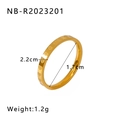 18K gold plated stainless steel ring with embossed heart pattern and size measurements - US 6 / Gold Heart Relief Style (NB-R2023201)