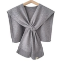 Scialle in maglia grigia versatile con finto colletto decorativo per un look chic - Grigio