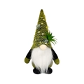 Gnomo in maglia con cappello succulento verde e barba bianca su sfondo bianco - Modello Uomo - Gnomo con Piante Grasse e Cappello Verde (Barba Bianca)