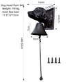 Rustic cast iron dog head doorbell with hanging bell and mounting screws on white background - Dog Head Hanging Bell 7468