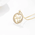 Collar de oro de 18k con colgante de corazón Mom y micro pavé de circonitas cúbicas - Oro Redondo Mom Estrella