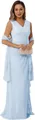 Hellblaues Abendkleid aus Chiffon für die Brautmutter mit V-Ausschnitt und Schal - Hellblau / US size 2