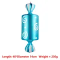 Blue 40cm oversized Christmas candy decoration with white spiral stripes and glossy finish - Blue Cylindrical Thread