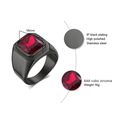 Men's black stainless steel eagle ring with square 16mm red AAA cubic zirconia - US 8 / Black Square Red Stone (RC-321B)