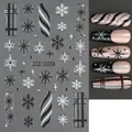 Black and white snowflake butterfly nail art stickers STZ-X056 with plaid patterns - STZ-X056 Christmas Plaid Snowflake