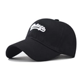 Vintage style black cotton baseball cap with 3D white embroidery in a classic 6-panel design - Adjustable / Black