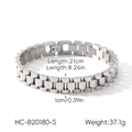 Détail du bracelet en acier inoxydable argenté, longueur 21 cm et largeur 1 cm - Style de Maillon Président (HC-B20180-S) / Argenté