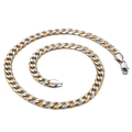 Two-tone silver and gold flat Cuban link chain necklace with secure lobster clasp - Two-tone Gold Cuban Chain (7mm/56cm)