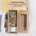 Gift box set with red dried roses, transparent glass vase and minimalist kraft packaging - Dried Rose With Lover Grass