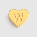 Elegant gold-plated titanium steel heart-shaped charm featuring a debossed letter W detail - Letter W / Gold