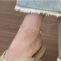 Cavigliera in argento S925 con perle bianche delicate per un look estivo alla moda - Argento Platino / Cavigliera
