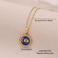 Gold stainless steel evil eye and moon pendant necklace with crystals, 40+5cm length - Round Blue Enamel Star Moon Eye (5#)