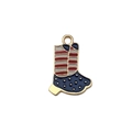 Enamel American flag cowboy boot pendant in gold finish for Independence Day DIY jewelry - Flag Shoes